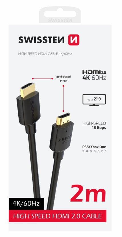 SWISSTEN KÁBEL HDMI NA HDMI 4K 60Hz 2,0 M PVC 1
