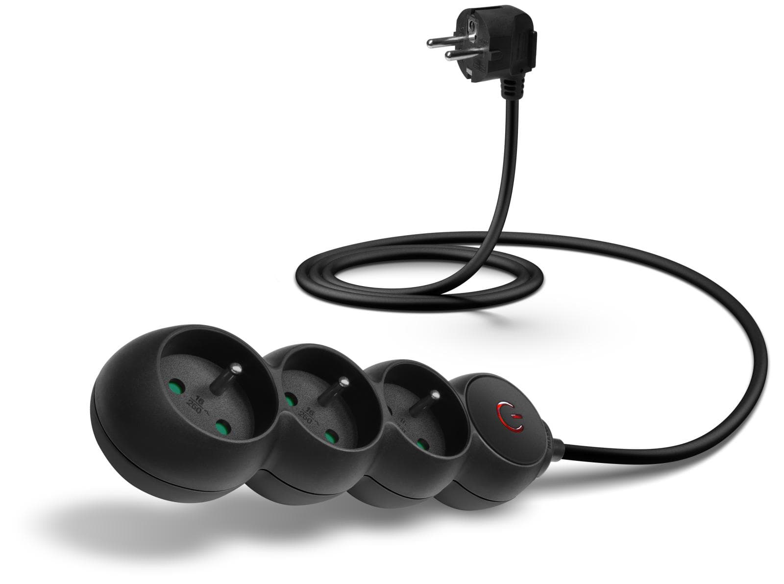 CONNECT IT predlžovací kábel 230 V, 3 zásuvky, 1,5 m, s vypínačom (čierny)
