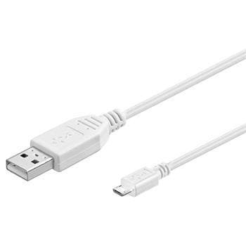 PremiumCord Kábel micro USB 2.0, AB 2m, biela