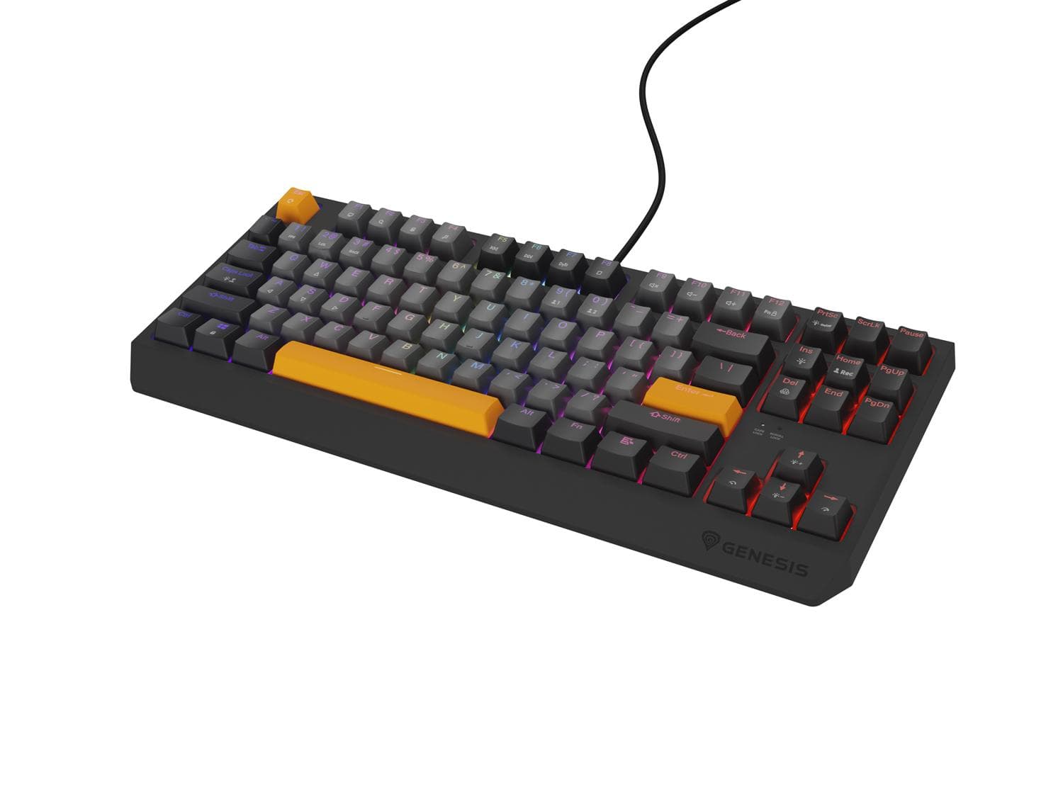 Genesis herná klávesnica THOR 230/TKL/RGB/Outemu Red/Drôtová USB/US layout/Anchor Negative Šedá 1