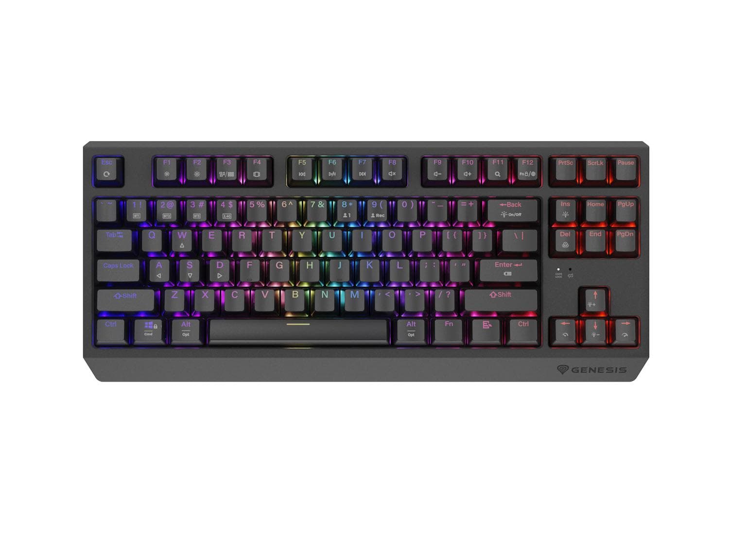 GENESIS herná klávesnica THOR 230/TKL/RGB/Outemu Silent Lemon/Bezdrôtová USB + Bluetooth/US layout/Č