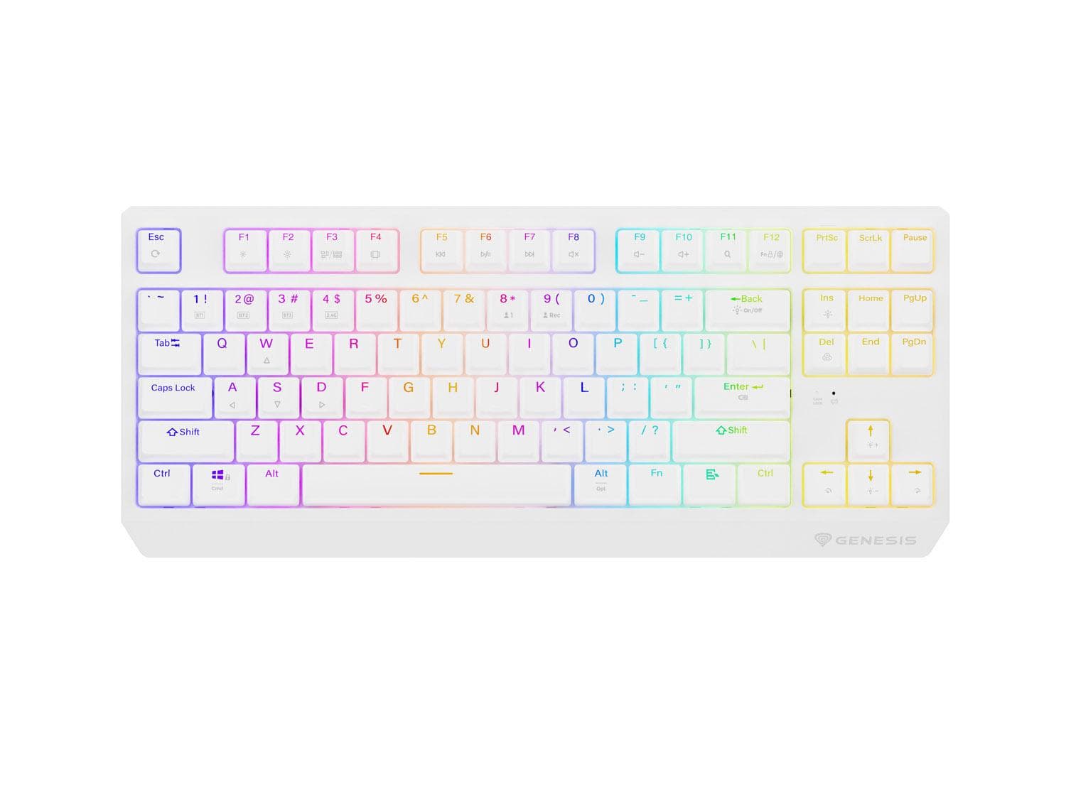 GENESIS herná klávesnica THOR 230/TKL/RGB/Outemu Red/Bezdrôtová USB + Bluetooth/US layout/Biela 1
