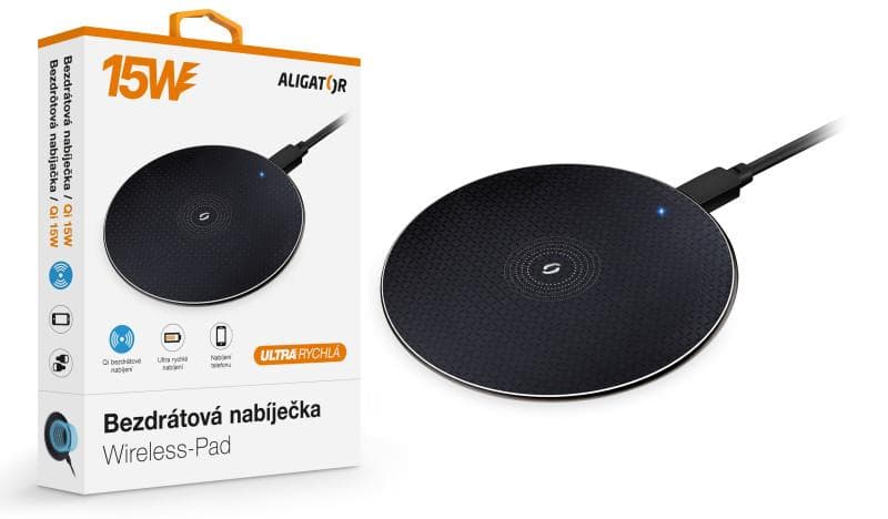 ALIGATOR bezdrôtová nabíjačka Aligator Pad 15W čierna 1