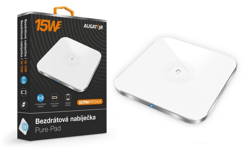 ALIGATOR bezdrôtová nabíjačka Aligator Pure-Pad 15W, biela 1