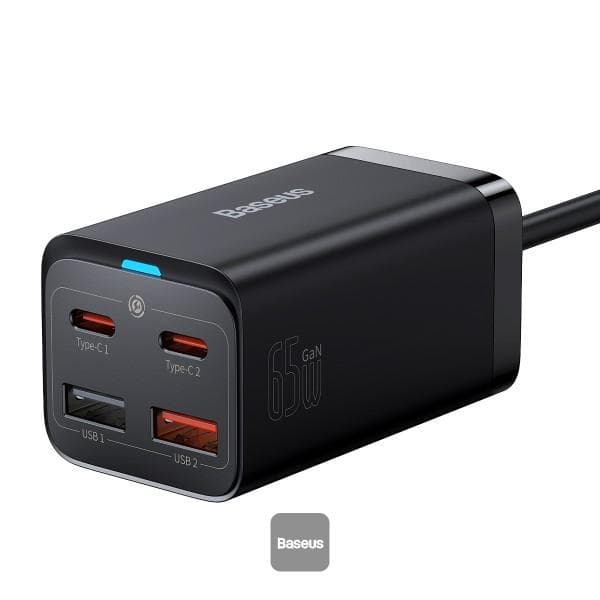 Baseus rýchlonabíjačka do siete GaN3 Pro, 2x USB-C, 2x USB 65W čierna 1
