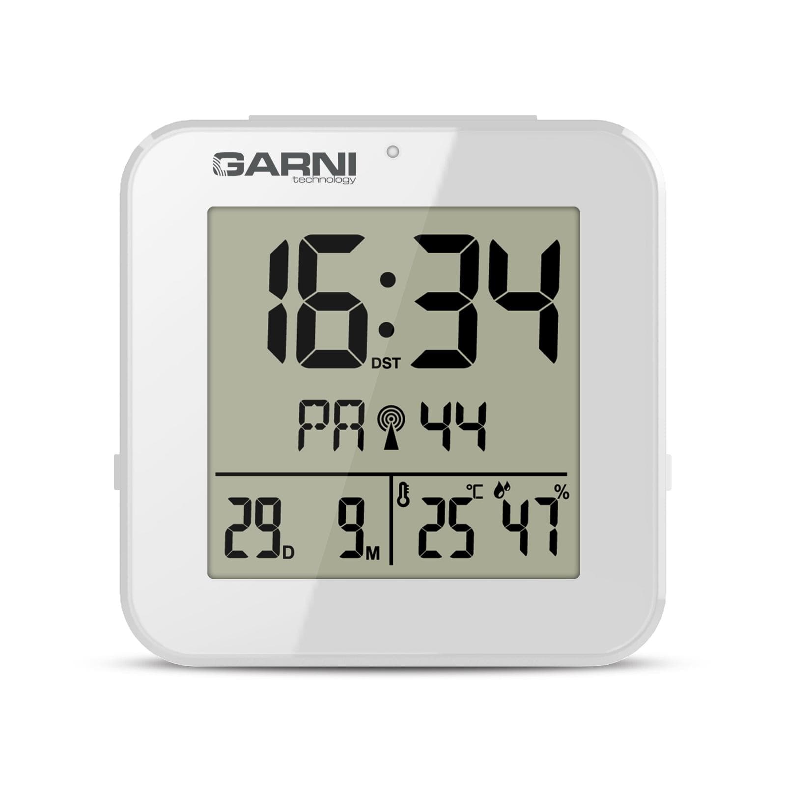 GARNI 138W - digitálny budík s teplomerom a vlhkomerom, biela