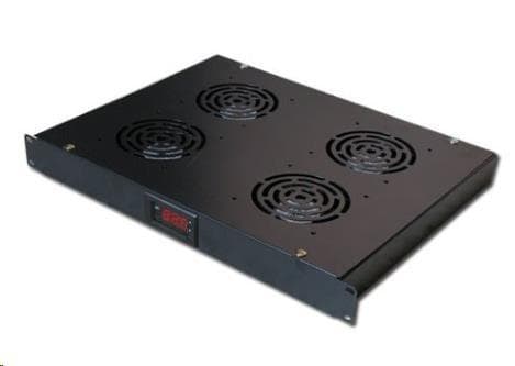 19" ventilačná jednotka XtendLan, 4 ventilátory, LCD display, termostat, hĺbka 350mm, čierna