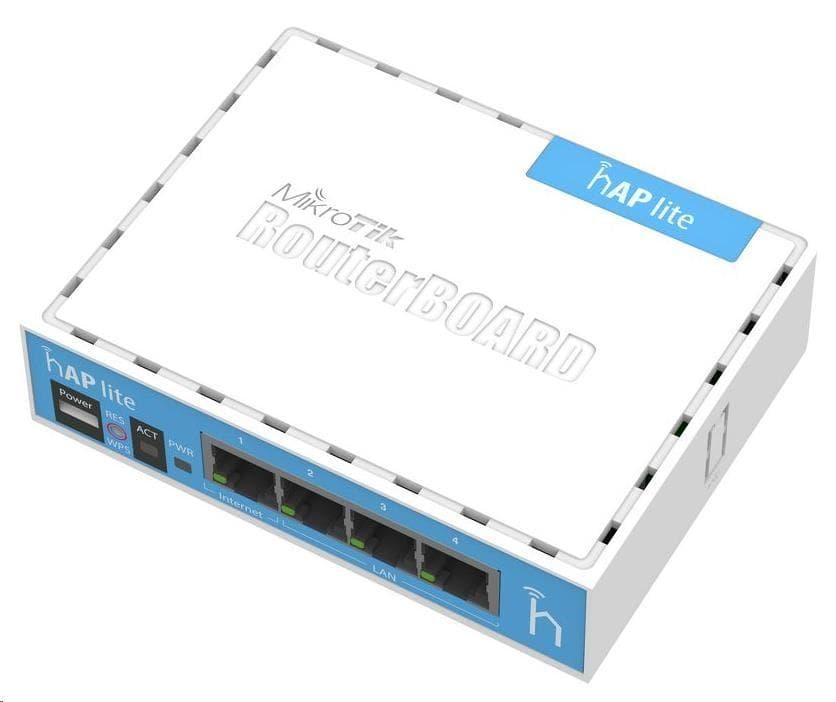 Mikrotik hAP Lite (classic), 650MHz CPU, 32MB RAM, 4x LAN, integr. 2.4GHz Wi-Fi, WPS, vr. L4 1