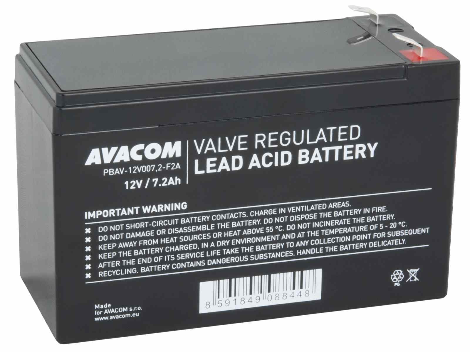 AVACOM batéria 12V 7, 2Ah F2 (PBAV-12V007, 2-F2A) 1