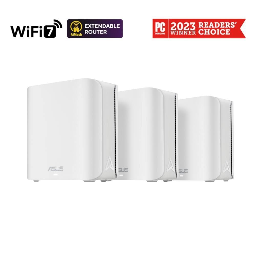 ASUS ZenWifi 3-pack BD4, WiFi7 Extendable Router, AiMesh, 2x WAN/LAN 1