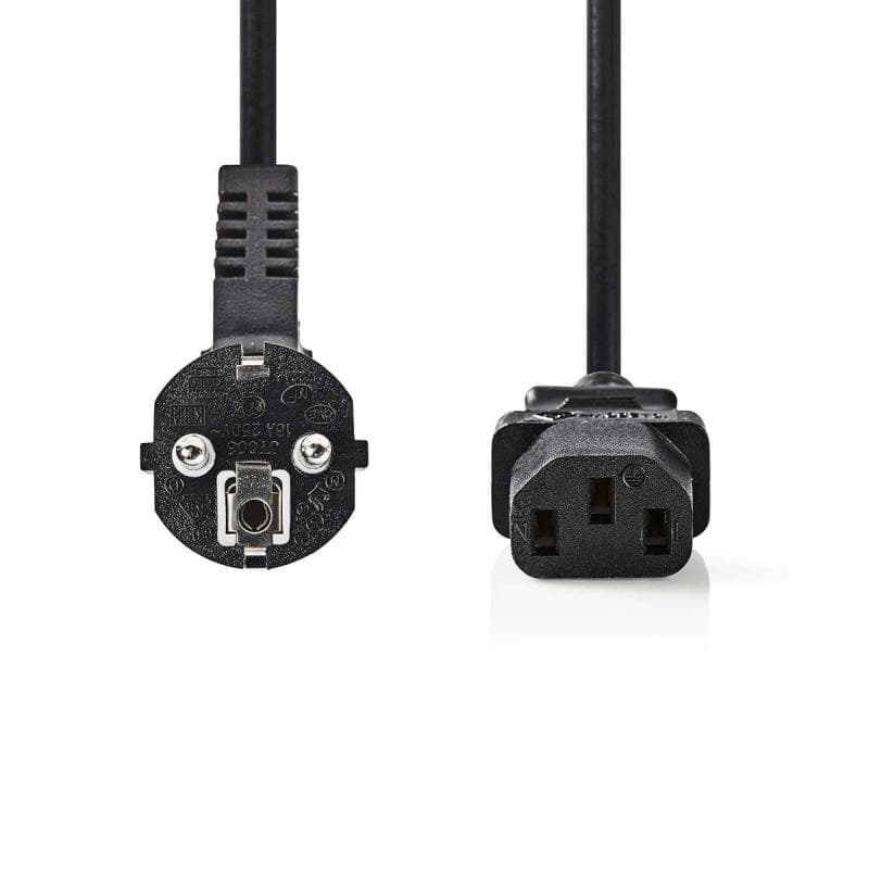 Nedis CEGB10000BK20 - Napájací Kábel | Uhlová zástrčka Schuko - IEC-320-C13 | 2 m | Čierna farba