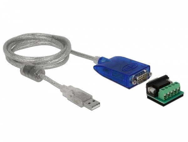 Delock Adaptér USB Typ-A na sériové rozhranie RS-422/485 DB9 s ochranou proti prepätiu 600 W a rozšíreným rozmedzím teplôt 1