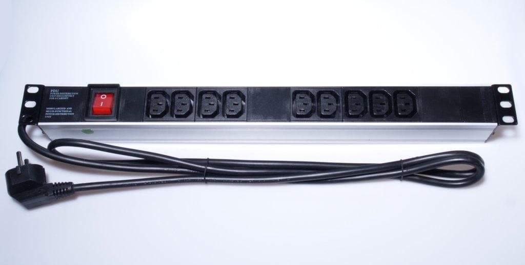 PremiumCord Panel napájací do 19" čajky 1U, 9xIEC (C13), 2m kábel, vypínač 1