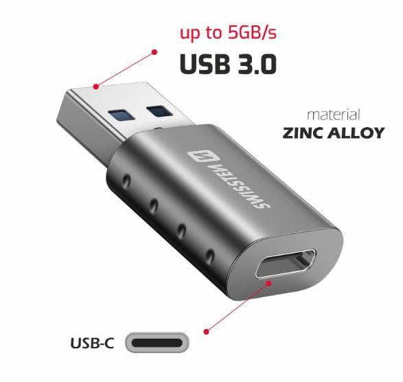 SWISSTEN ADAPTER USB-A(M)/USB-C(F) 1