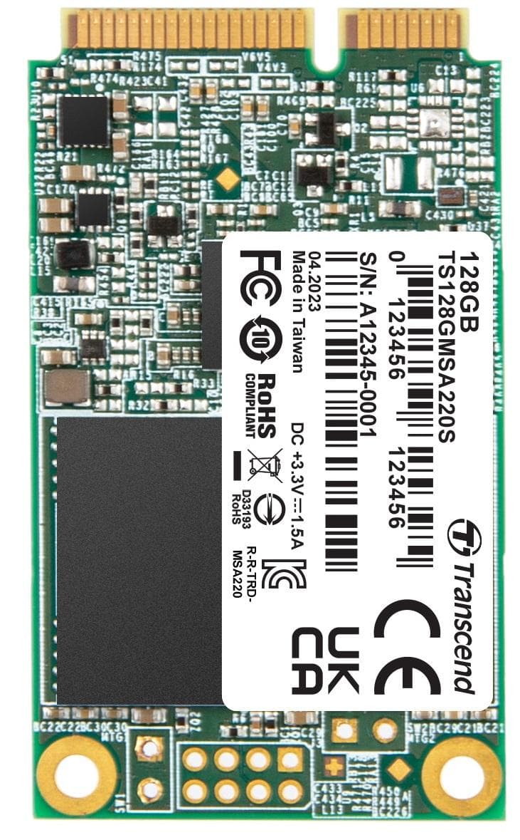 TRANSCEND MSA220S 128 GB SSD disk mSATA, SATA III 6 Gb/s (3D TLC), 560 MB/s R, 500 MB/s W 1
