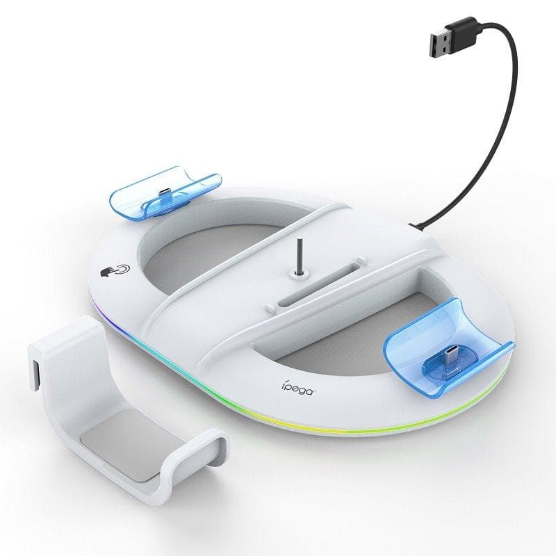 iPega P5S045 Vertikálne Nabíjací Stojan s RGB pre PS5/PS5 Slim White 1