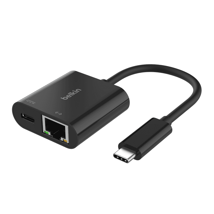 Belkin USB-C adaptér s Gigabit Ethernetom RJ45 + 100W napájanie, čierna 1