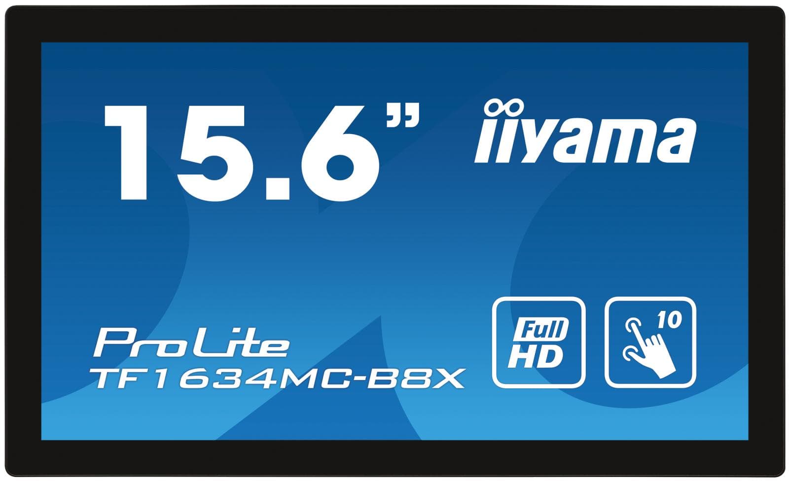 15,6" iiyama TF1634MC-B8X: IPS, FullHD, capacitive, 10P, 450cd/m2, VGA, DP, HDMI, IP65, čierny 1