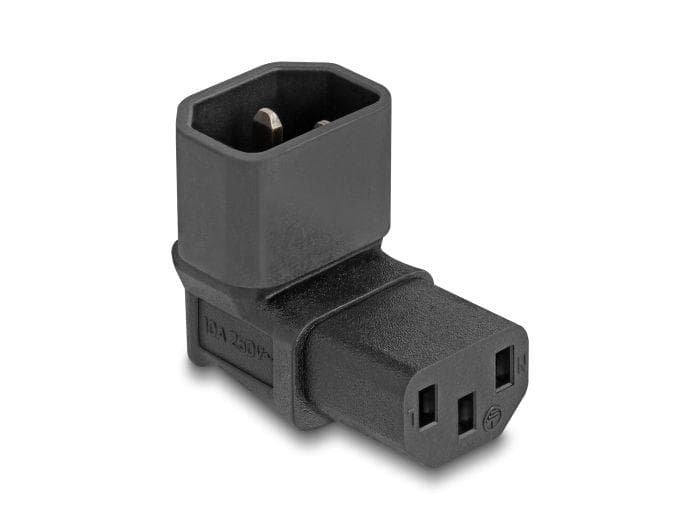 Delock Napájací adaptér IEC 60320 - z C14 na C13, zástrčka / zásuvka, 2,5 A, 90 °, pravouhlý