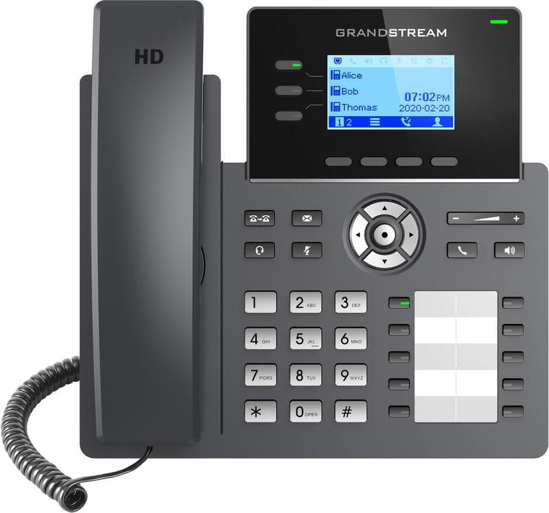 Grandstream GRP2604P SIP telefón, 2,48" LCD podsv. displej, 6 SIP účty, 10BLF hr., 2x1Gbit porty, PoE
