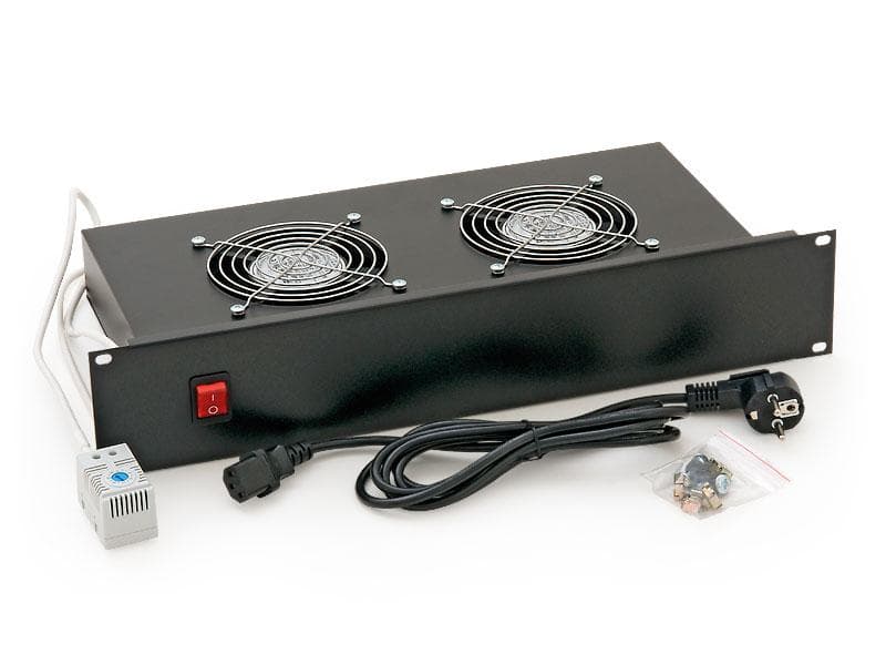 19" horiz.vent.j.2xVent.-220V/46W termost.2U čierna