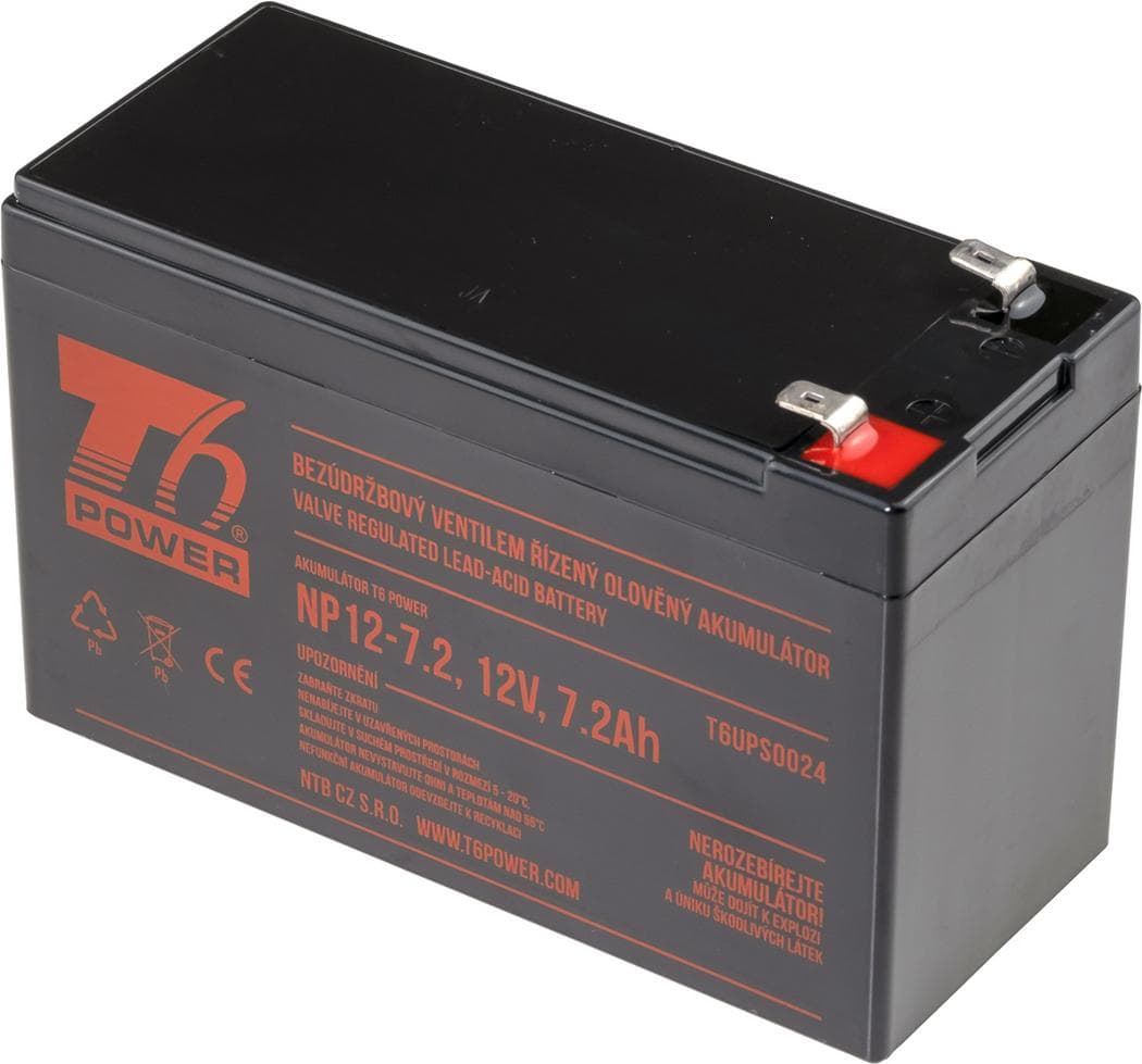 Akumulátor T6 Power NP12-7.2, 12V, 7,2Ah, F2 1