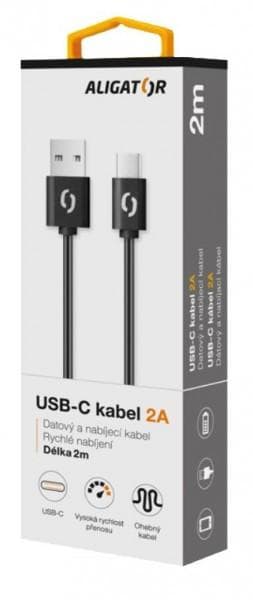 ALIGATOR Dátový kábel 2A USB-C 2 m čierny 1