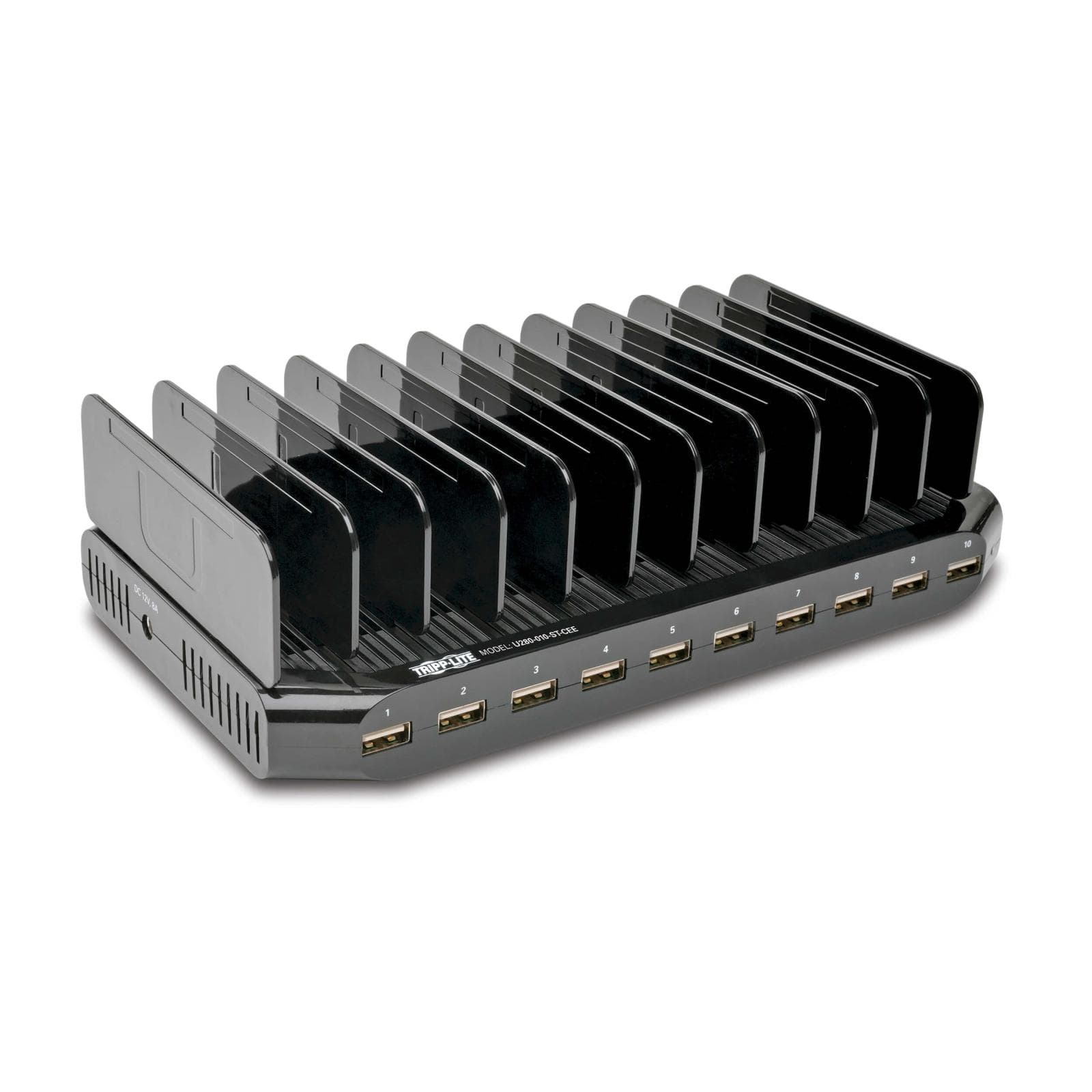 USB nabíjacia stanica s úložným priestorom, výstup 10x 12V, 8A, 96W, napájací kábel Schuko