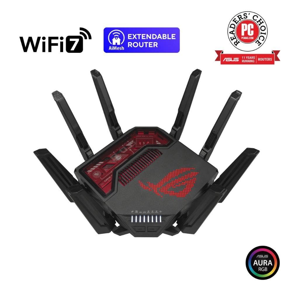 ASUS Herný Router ROG Rapture GT-BE19000, 3-pásmový WiFi7 Router, 2x WAN, 4x LAN, AiMesh 1