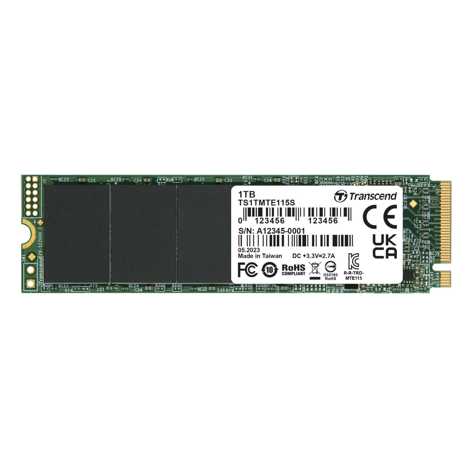 TRANSCEND TS1TMTE115S 1TB, M.2 2280, PCIe Gen3x4, NVMe, TLC, DRAM-less 1