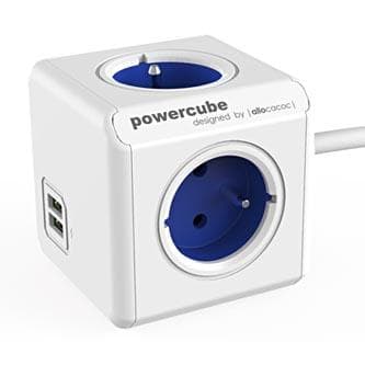 Síťový kabel 230V predlžovací, CEE7 (vidlica) - POWERCUBE, 1.5m, EXTENDED USB, modrý, POWERCUBE, 4 zásuvky, 2xUSB port, dětská po 1