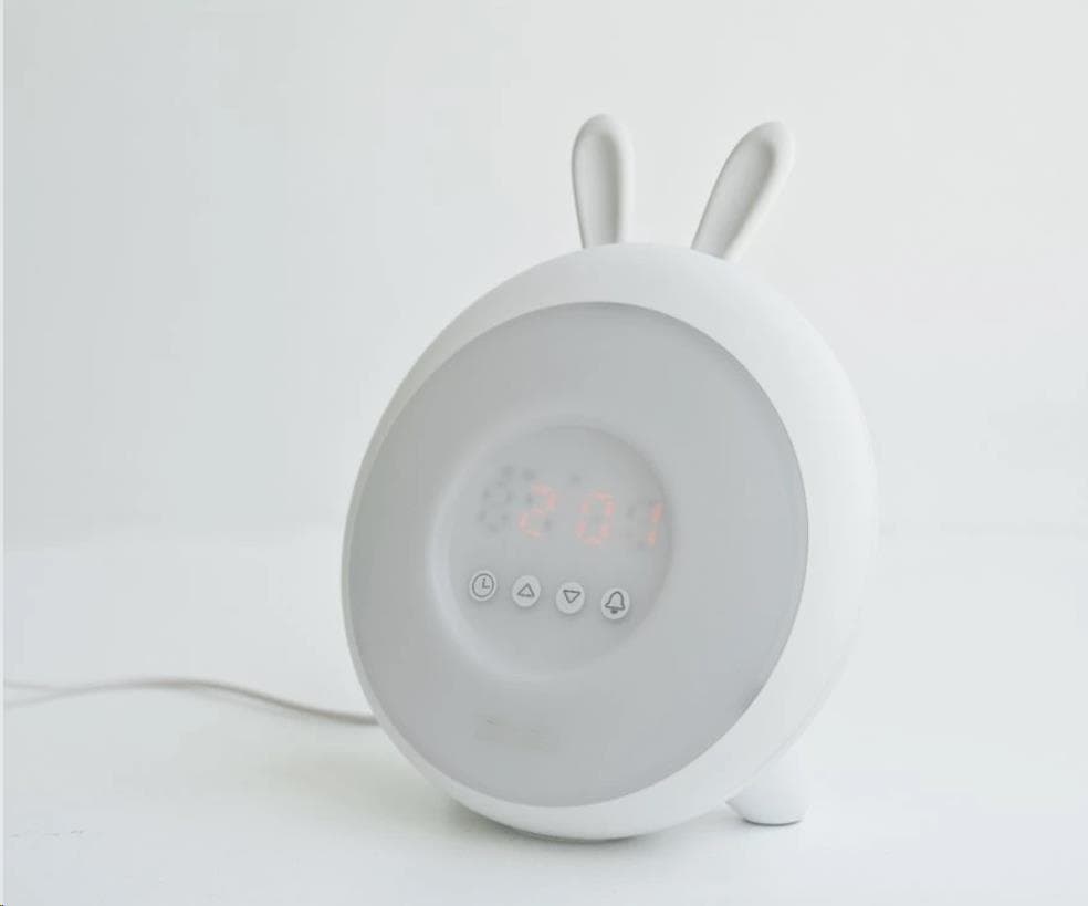 Rabbit & Friends Detská lampička s budíkom | Biela
