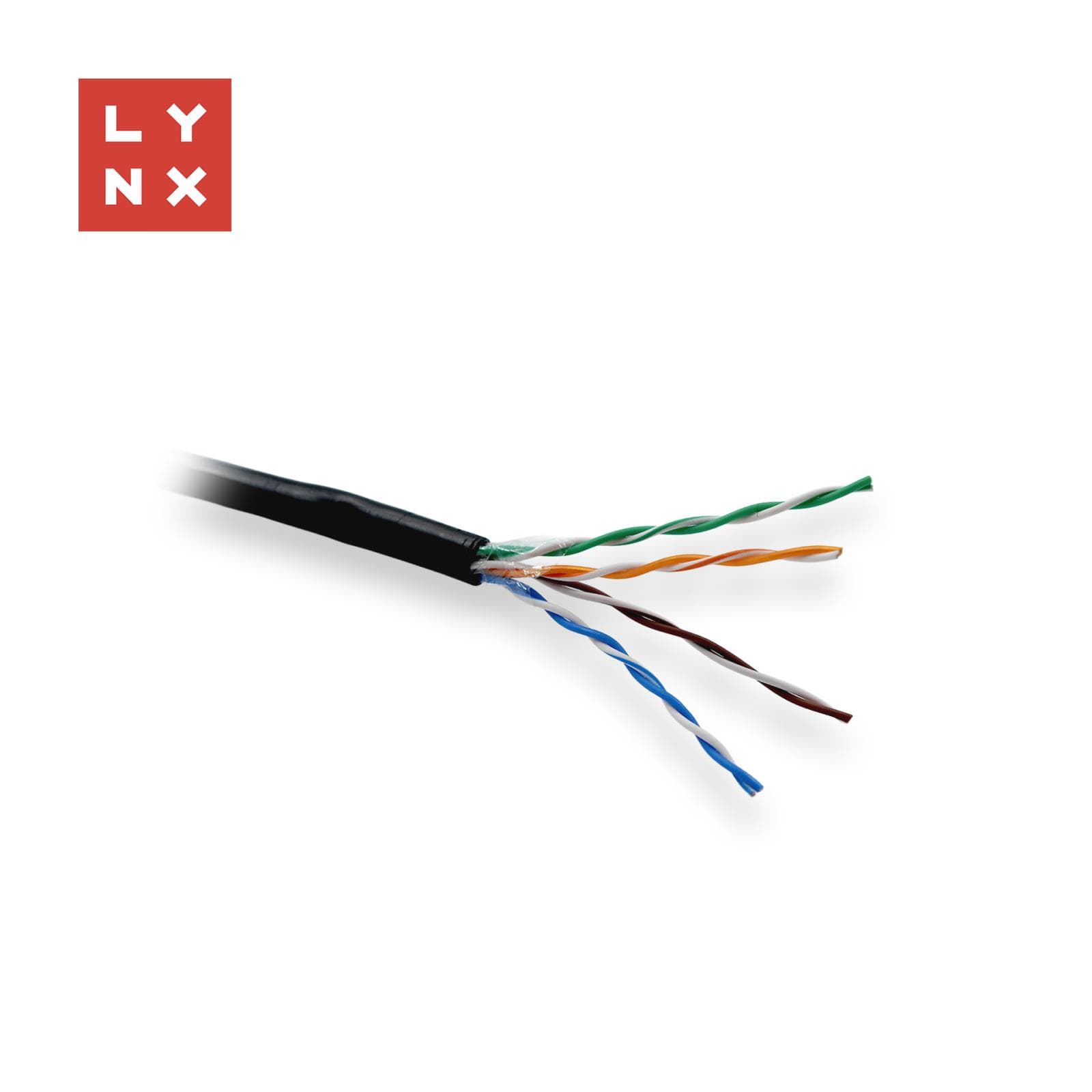 LYNX UTP kábel Cat5e, PE (Fca), celomedený, vonkajší, čierny, box 305m