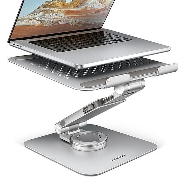 AXAGON STND-LR hliníkový stojan na notebook 10"-17.3" nastaviteľná výška a uhol, otočný, šedý