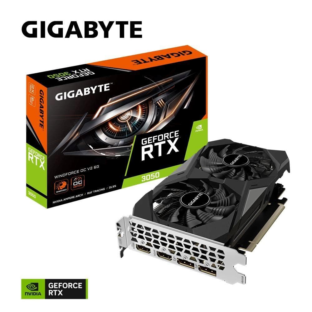 GIGABYTE VGA NVIDIA GeForce RTX 3050 WINDFORCE OC 6G V2, 6G GDDR6, 2xDP, 2xHDMI 1