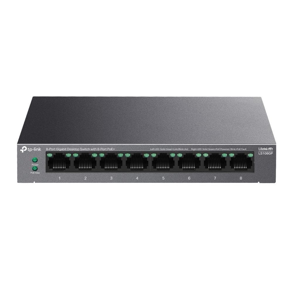 TP-Link LiteWave switch LS108GP (8xGbE, 8xPoE+, 62W, fanless) 1