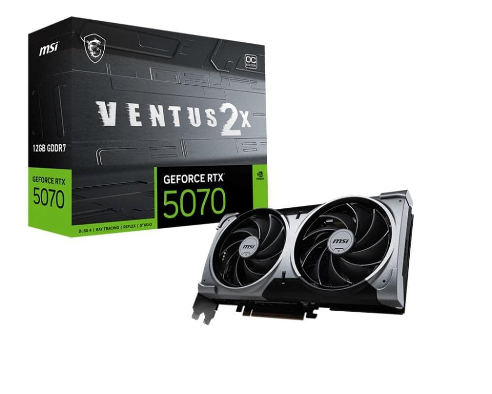 MSI VGA NVIDIA GeForce RTX 5070 12G VENTUS 2X OC, RTX 5070, 12GB GDDR7, 3xDP, 1xHDMI 1