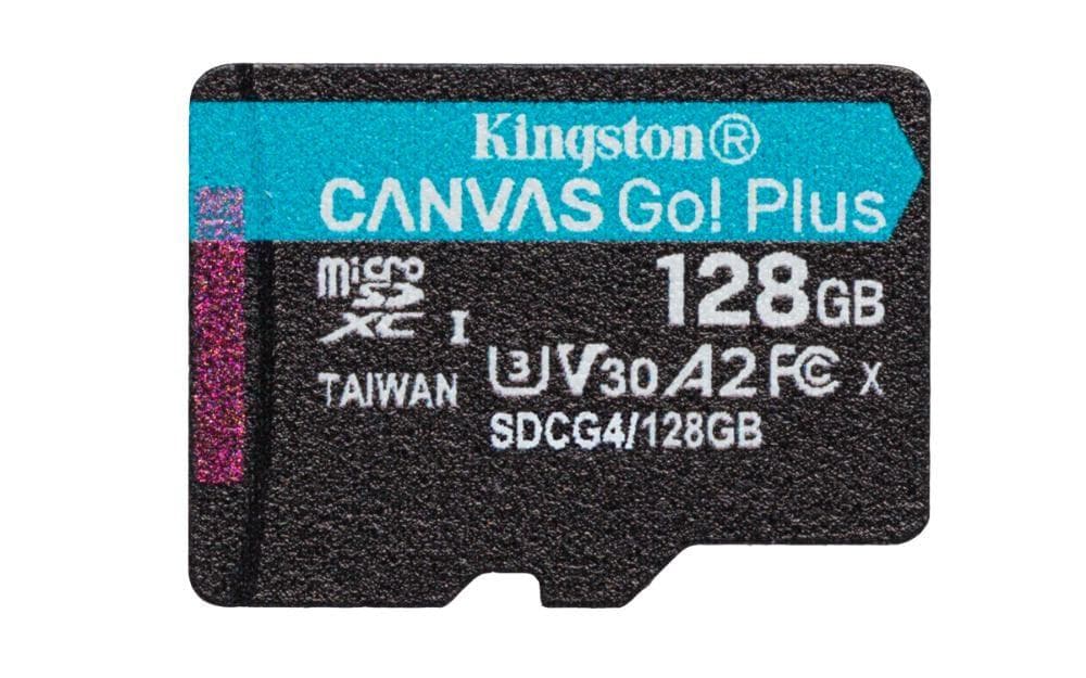 Kingston MicroSDXC karta 128GB Canvas Go! Plus, R: 200/W: 160MB/s, Class 10, UHS-I, U3, V30, A2 + Adaptér 1