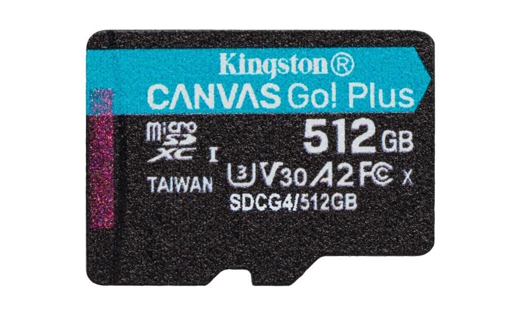 Kingston MicroSDXC karta 512GB Canvas Go! Plus, R: 200/W: 160MB/s, Class 10, UHS-I, U3, V30, A2 + Adaptér 1