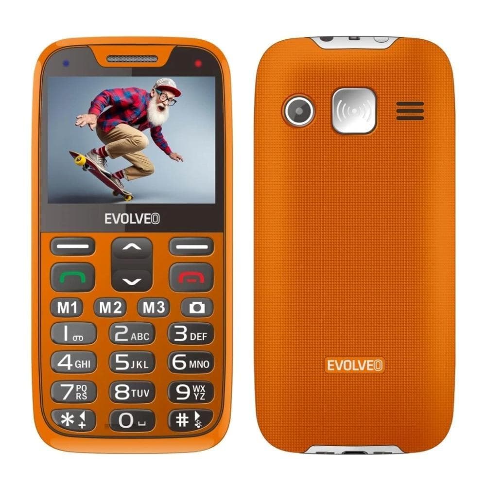 EVOLVEO EasyPhone XR, mobilný telefón pre seniorov s nabíjacím stojanom, oranžová