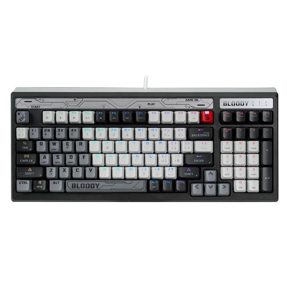 A4tech Bloody B950 podsvietená mechanická herná klávesnica RGB, Brown Switch, USB, CZ, šedá