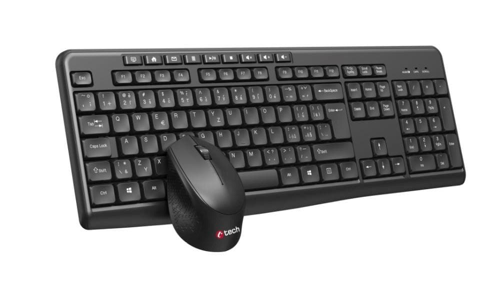 C-TECH klávesnica s myšou WLKMC-04, Bezdrôtový set 2.4GHz, CZ, Čierna 1