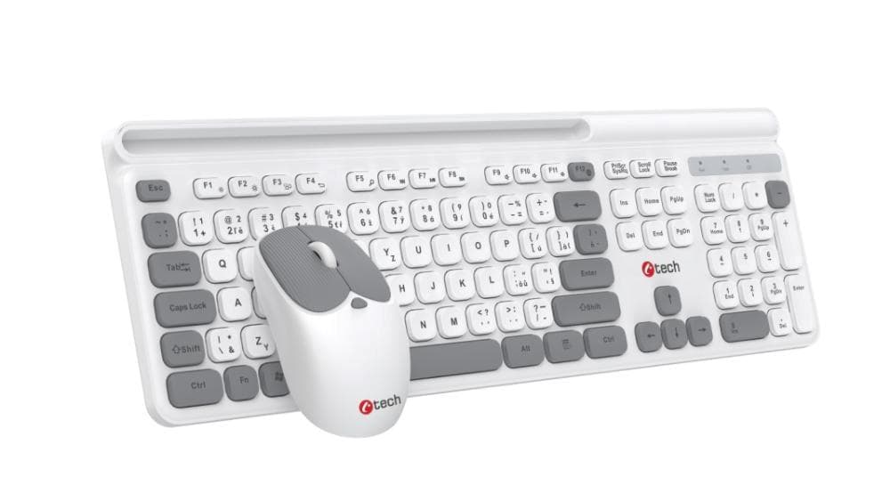 C-TECH klávesnica s myšou WLKMC-05W, Bezdrôtový set 2.4GHz, CZ, Biela 1