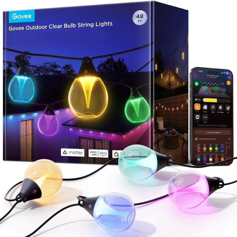 Govee RGBICW Smart záhradná reťaz 15 žiaroviek Matter