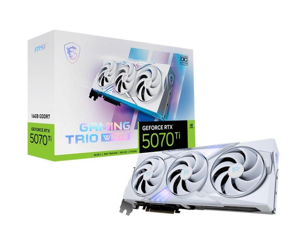 MSI VGA NVIDIA GeForce RTX 5070 Ti 16G GAMING TRIO OC WHITE, RTX 5070 Ti, 16GB GDDR7, 3xDP, 1xHDMI 1