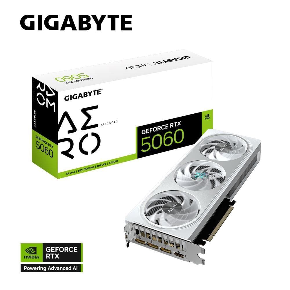 GIGABYTE VGA NVIDIA GeForce RTX 5060 AERO OC 8G, 8G GDDR7, 3xDP, 1xHDMI 1