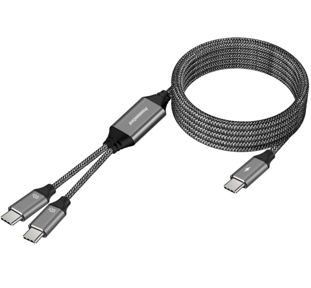 PREMIUMCORD Nabíjací kábel USB-C, 2xUSB-C na USB-C, 100W, 1m, čierna 1