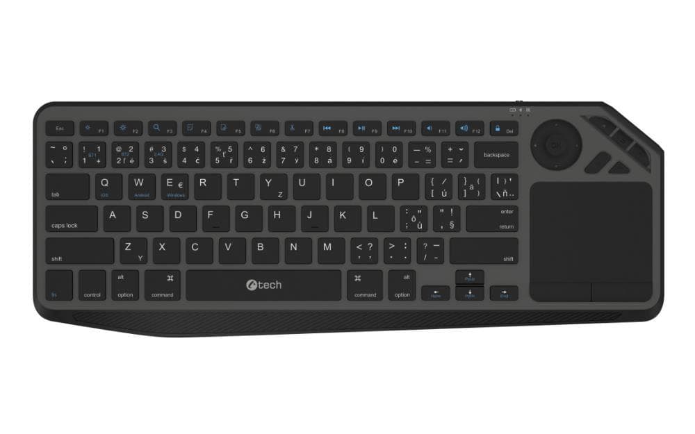 C-TECH Klávesnica WLTK-02, Bezdrôtová, Touchpad, čierna
