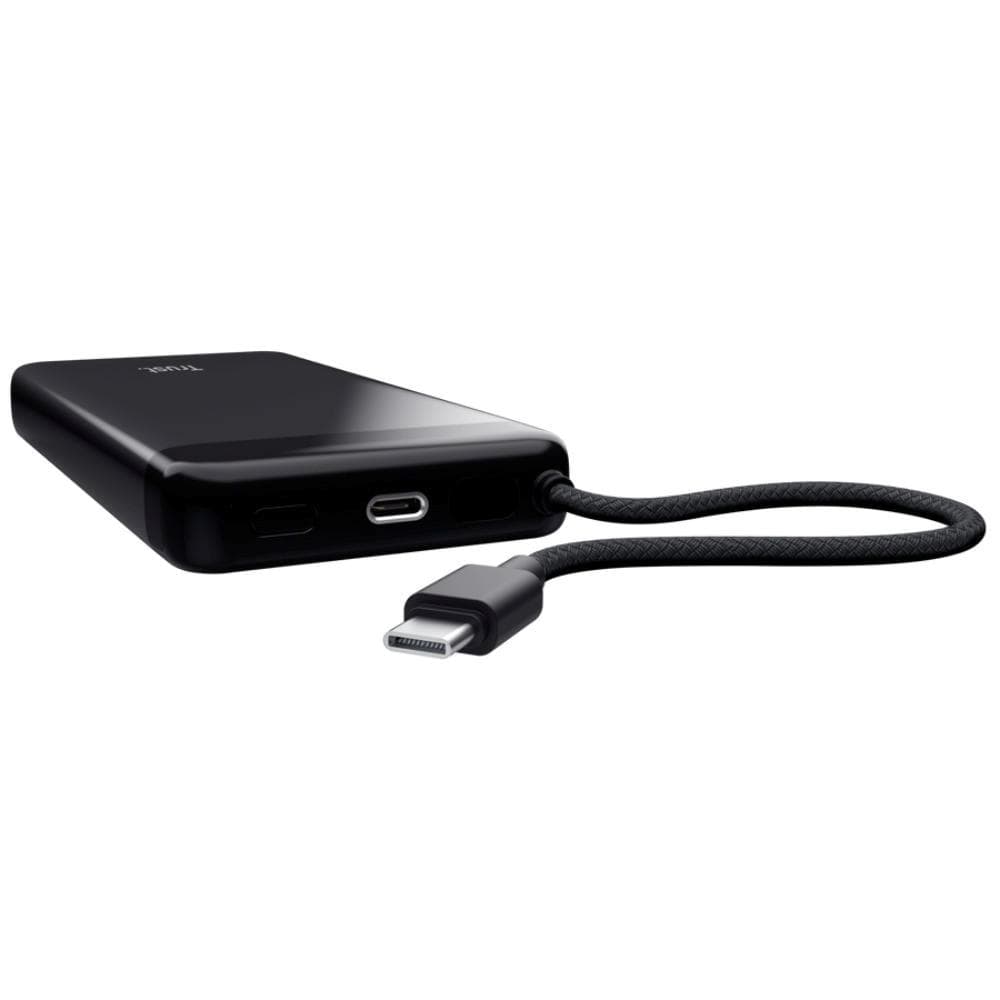 TRUST Powerbanka Fiera, 20000 mAh, S káblom, 2x USB-C, čierna