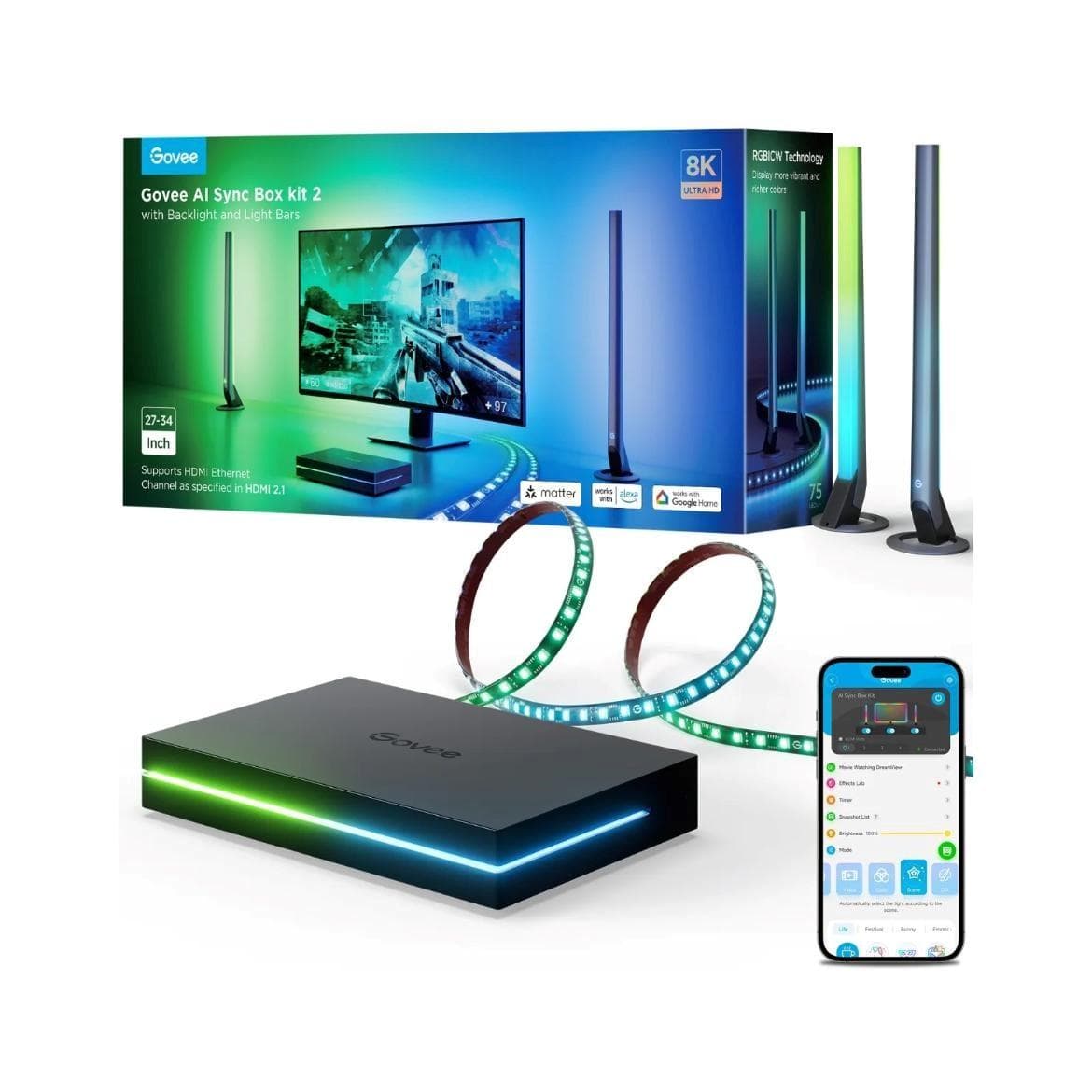 Govee AI Sync Box Kit 2 Smart sada PC osvetlenie 27-34" + LED panely 1
